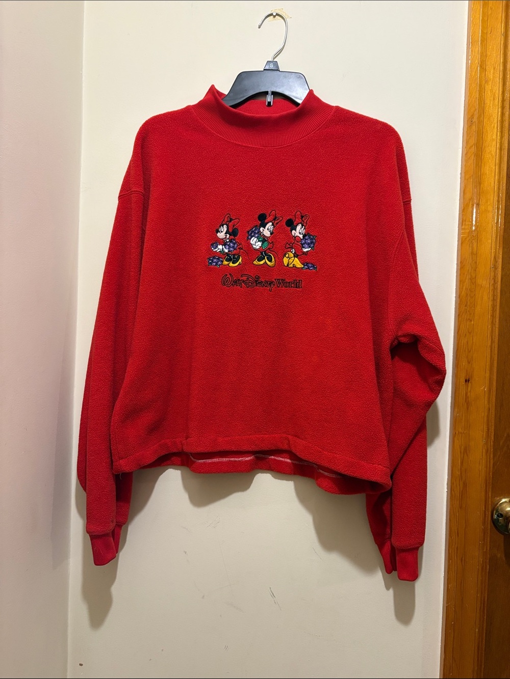 Disney Red Minnie Mouse Disney World Mockneck Fleece Pullover Women’s Size XL